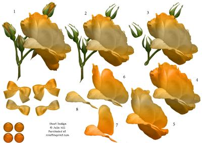 Rose in Yellows Hues 3D Decoupage