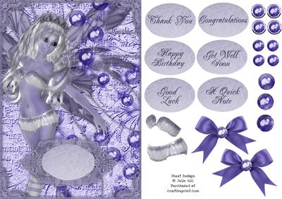 Fairy Fantasy Lilac Bubbles and Lace Card Sheet