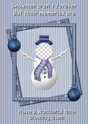 Blue Snowman Photo Card