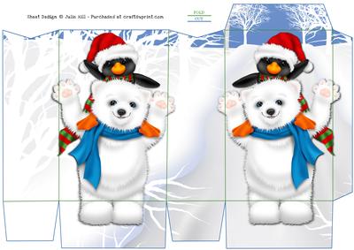 Polar Bear and Penguin Snow Scene Pinch Bag