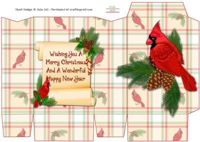 Cardinal Pine Cones Christmas Pinch Bag