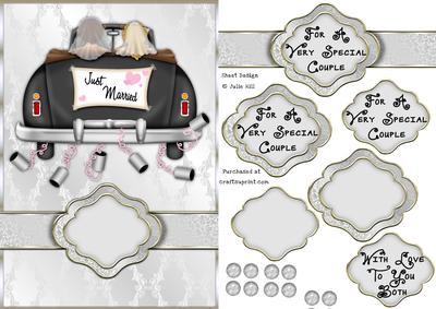 Wedding Car Couple Mrs and Mrs Wedding Card