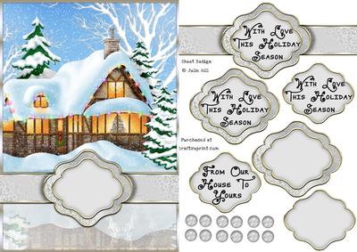 Winter Cottage Snow Scene Christmas Card