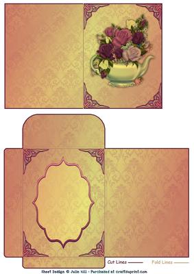 Vintage Roses and Teapot Notelet and Envelope Set