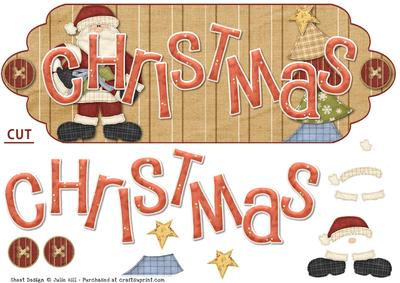 Santa and Tree Scalloped Dl Christmas Card