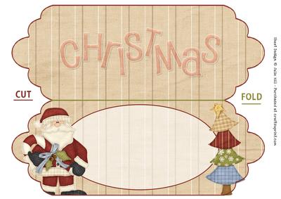 Santa and Tree Scalloped Dl Christmas Card Insert