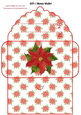 Poinsettia Gift Card-money Wallet