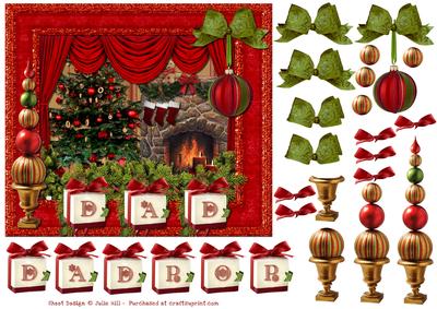 Dad or Pop Christmas Card Scene Topper Sheet with 3D Decoupa