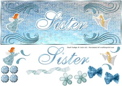 Winter Angels Sister Dl Card with Optional Embellishments.