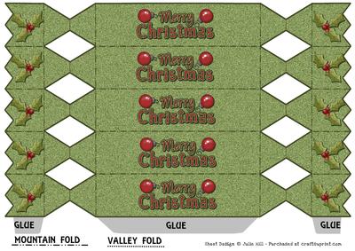 Merry Christmas Holly Green Christmas Cracker