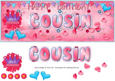 Happy Birthday Diva Cousin Dl Card