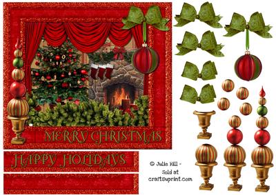 Christmas Traditional Fireplace with Decoupage