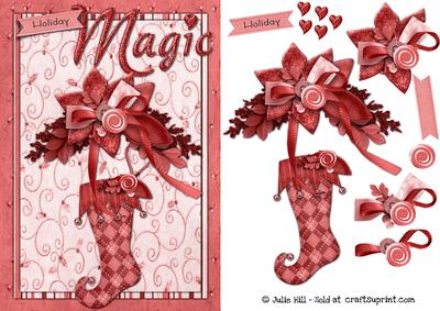 Holiday Magic Pink Stocking with Decoupage