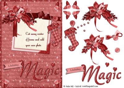 Pink Holiday Magic Picture Frame with Decoupage
