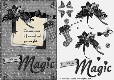 Gothic Holiday Magic Picture Frame with Decoupage