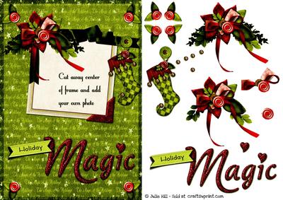 Deeper Holiday Magic Picture Frame with Decoupage