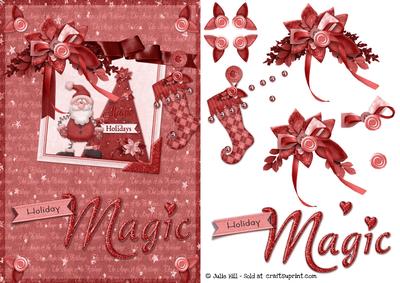 Pink Holiday Magic Santa Picture Frame with Decoupage