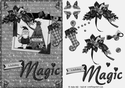 Gothic Holiday Magic Santa Picture Frame with Decoupage