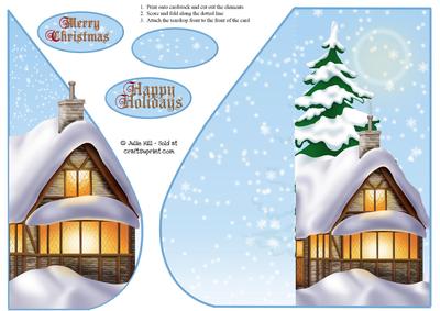 Merry Christmas Winter Scene Teardrop Card