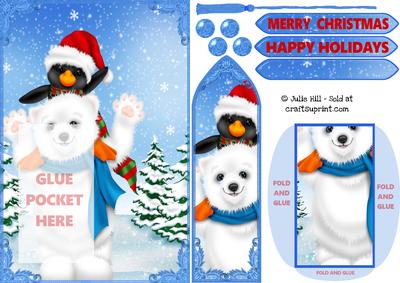 Penguin and Polar Bear Bookmark and Pocket Card