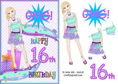 Omg 16th Birthday Card Sheet