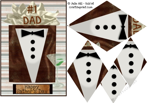 #1 Dad happy fathers day tuxedo diamond pyramid card sheet