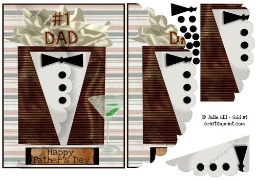 #1 Fathers day tuxedo mock envelope card sheet