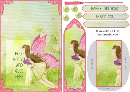 Garden fairy fantasy bookmark card sheet