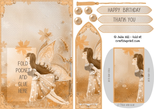 Garden fairy fantasy bookmark vintage colours card sheet
