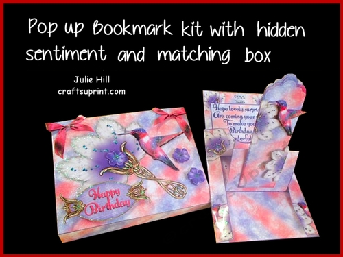 Pop up hummingbird and feathers bookmark card kit with hidden sentiment