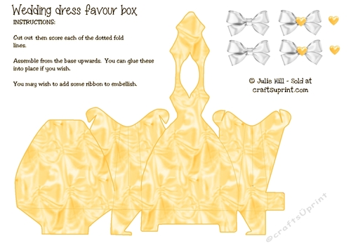 Silk wedding dress favour box in yellow 