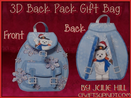 Polar penguin blue snow back pack gift bag