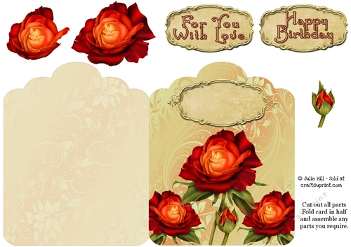 Red roses scallop top card