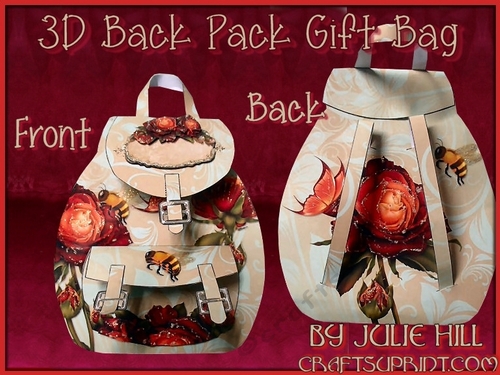 Delightful red roses summer back pack gift bag