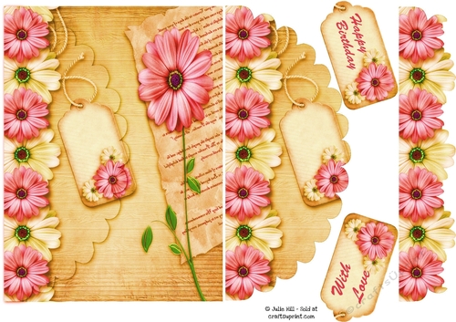 Floral elegance yellows and pinks mock envelope card
