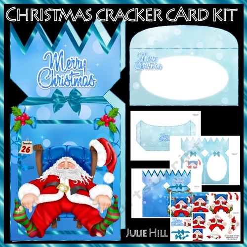 Christmas cracker tired santa card kit