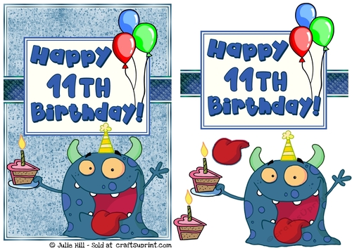 Monster alien 11th birthday card