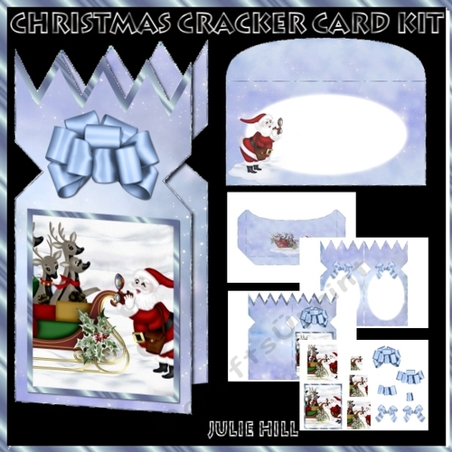 Christmas cracker card kit Santa and his reindeer