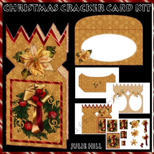 Christmas cracker card kit holly wreath