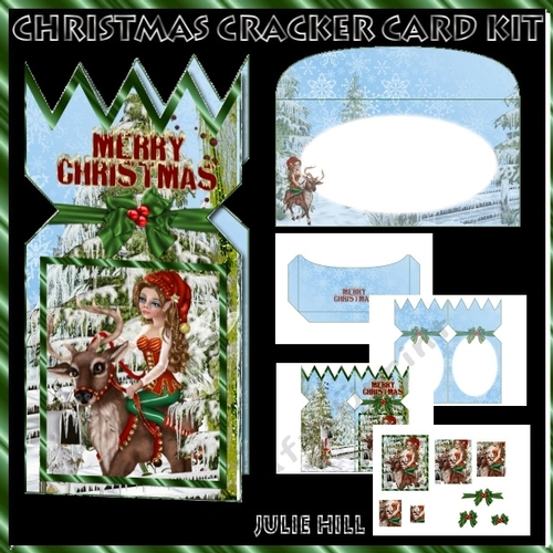 Christmas cracker card kit elf and reindeer