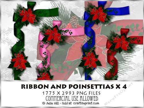 Poinsettias and ribbon