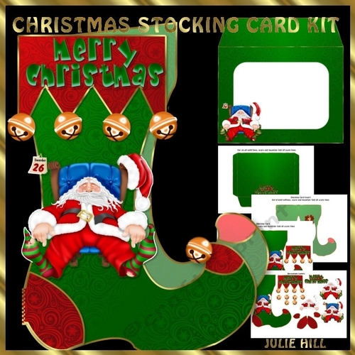 Christmas tired santa stocking card kit