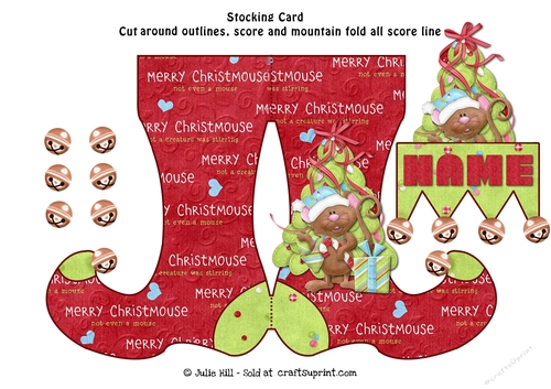 Your Name choice Merry Christmouse Christmas stocking card sheet