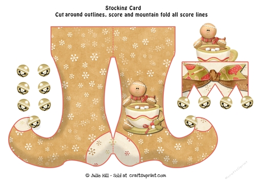 Gingerbread cookies Christmas stocking card sheet