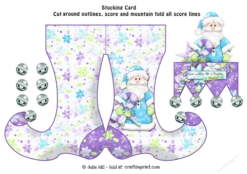 Joyful hearts santa stocking card sheet