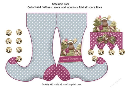 Merry christmoose Christmas stocking card sheet