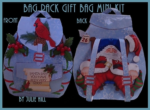 Tired Santa back pack gift bag