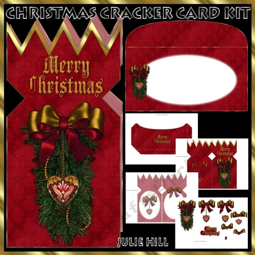 Christmas cracker heart and bow swag card kit
