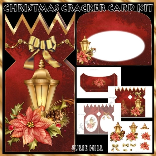 Christmas cracker poinsettia lantern card kit