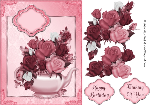 Pink teapot and roses